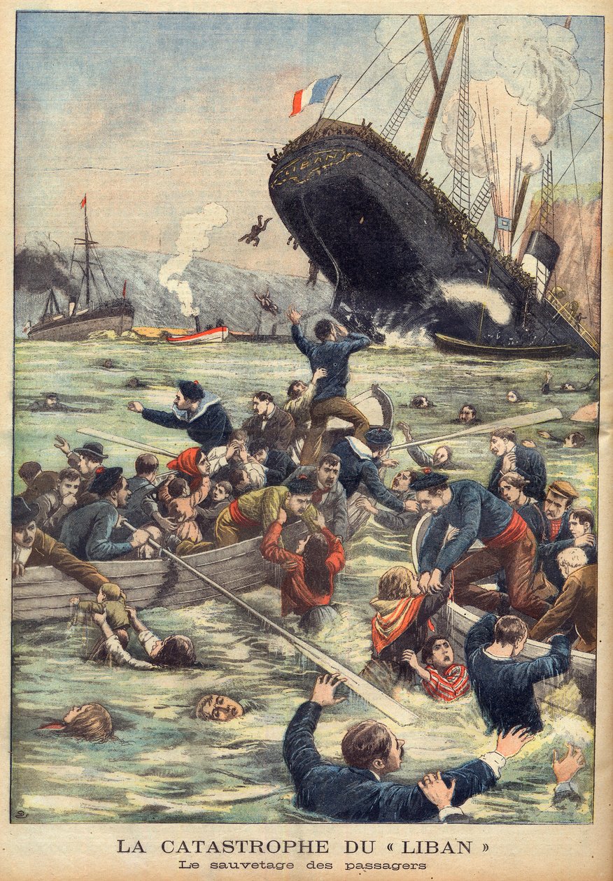 A Liban gőzhajó elsüllyedése Marseille-nél, az utasok mentése a „Le Petit Journal”-ban, 1903.06.21. (metszet) alkotó: French School