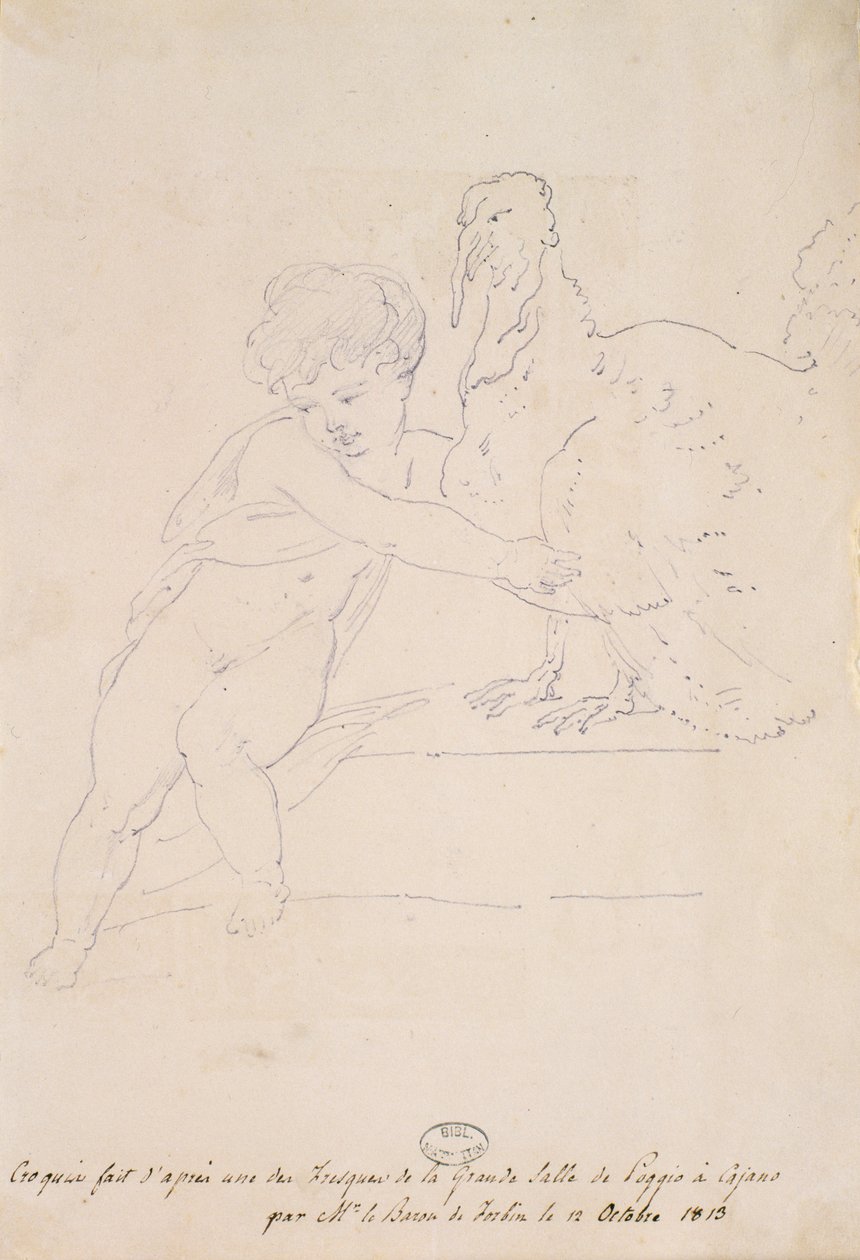 Vázlat a Poggio a Caiano-i Nagyteremből, 1813. október 12-én alkotó: French School