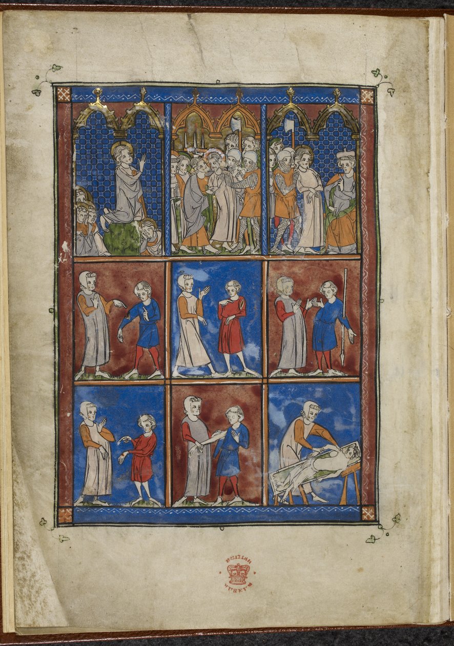 Sloane MS 1977 fol.5v Kilenc miniatúra bibliai és orvosi jelenetekkel, Chirurgia alkotó: French School