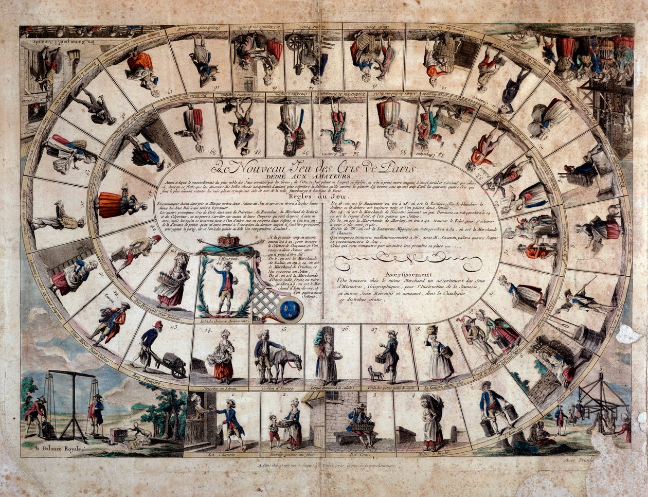 Small metiers: a párizsi kiáltások libájának játéktáblája. 1779 Magángyűjtemény alkotó: French School