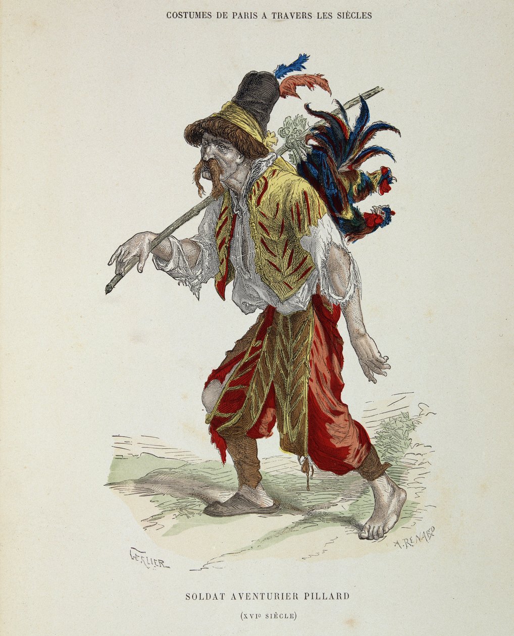 Katona kalandor oszlop (vagabond) a 16. században - „Párizs jelmeze az évszázadokon át” c. alkotó: French School