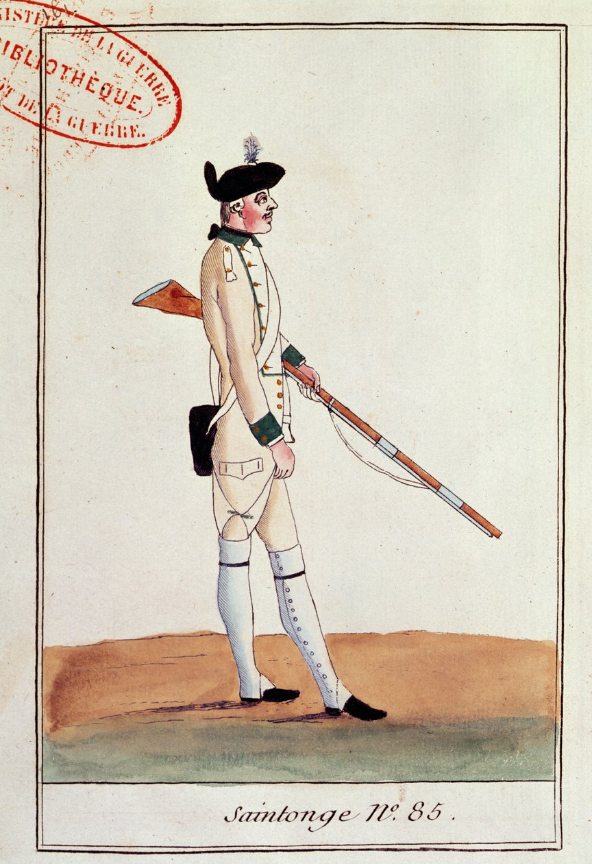 A 85. Regiment de Saintonge katonája, 1780 körül alkotó: French School