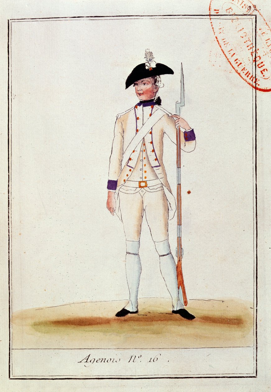 A francia Agenois gyalogezred katonája, 1780 körül alkotó: French School