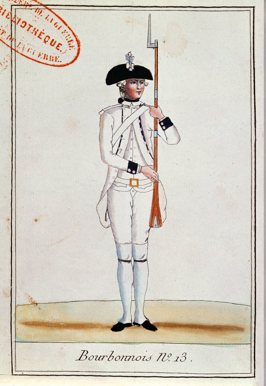 A Bourbonnois ezred katonája, 1780 körül alkotó: French School