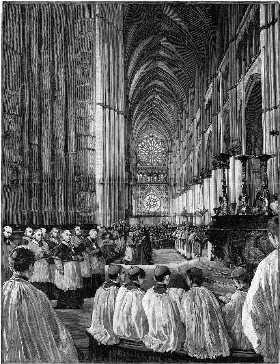 1887. július 24-én Gounod miseként ismertté vált gounod-i mise ünnepélyes kivégzése a Cathedrale de Reims-ben. alkotó: French School