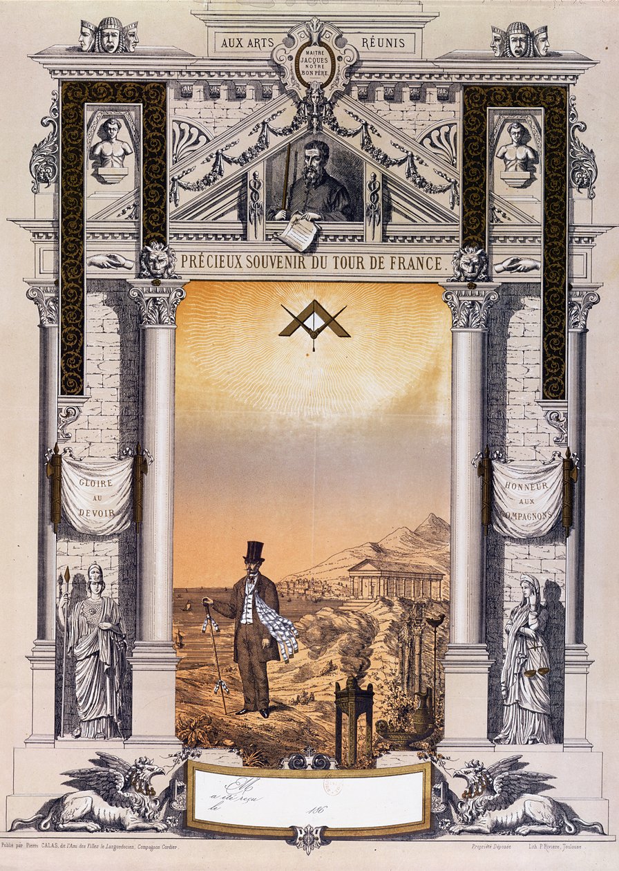 Egy Journeyman munkás emléktárgya Tour de France inasmunkája után, kb. 1860 alkotó: French School