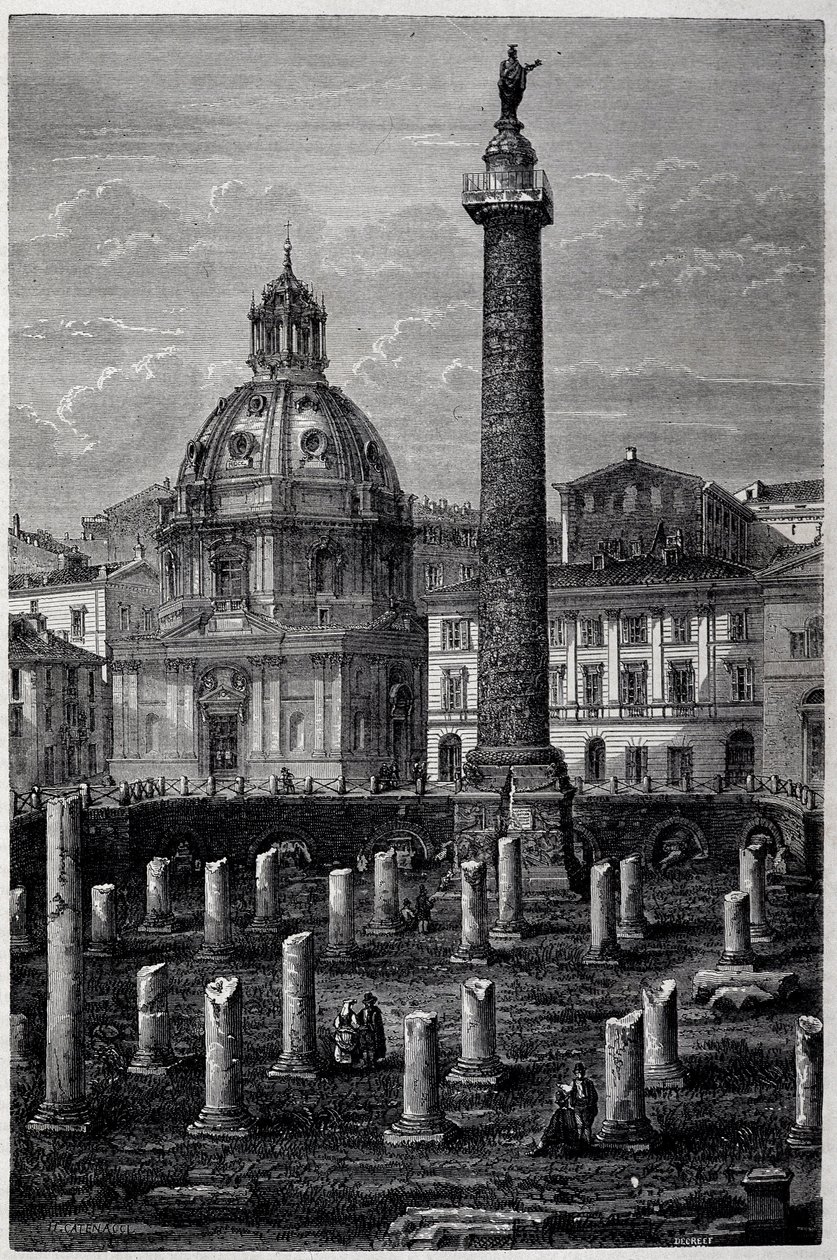 Traianus tere és oszlopa (Trajane-oszlop) (Colonna Traiana) és az Ulpianus-bazilika (Francis Wey útja 1864-1868-ban) - a Tour du Monde-ban, 1869 2. hete alkotó: French School