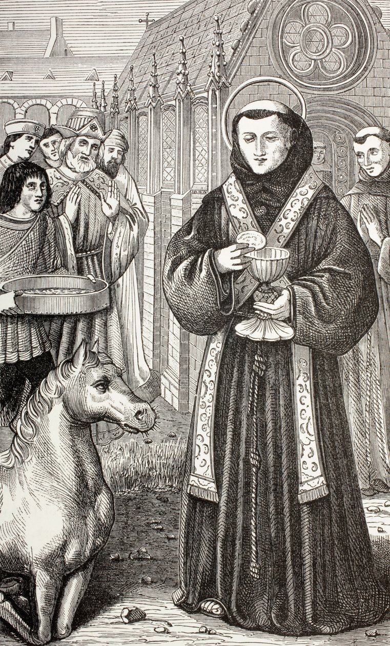 Páduai Szent Antal, Paul Lacroix "Military and Religious Life in the Middle Ages" című művéből, London, 1880 körül jelent meg (litográfia). alkotó: French School