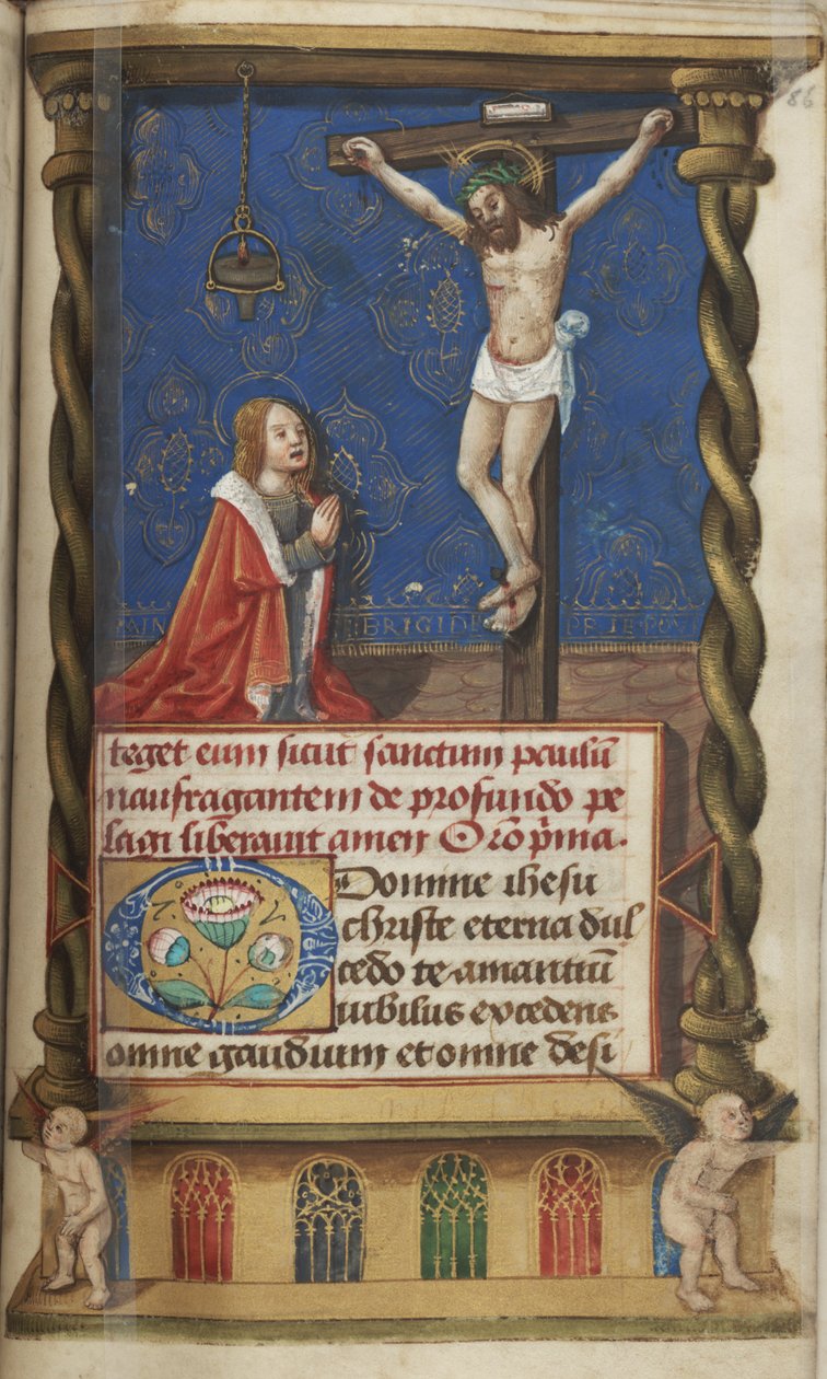 Szent Bridget a kereszt előtt alkotó: French School