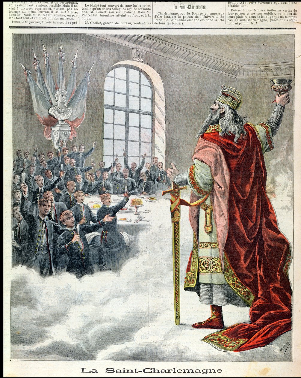 Szent Károly, az iskolás gyerekek védőszentje, a Le Petit Journal Illustre-ből, 1892 alkotó: French School