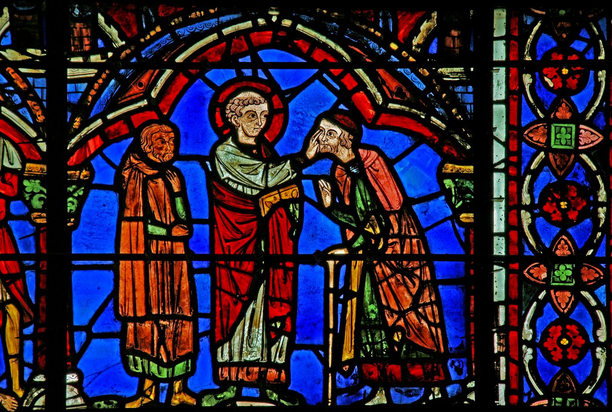St Cheron ablak: meggyógyít egy vakot (w15) alkotó: French School