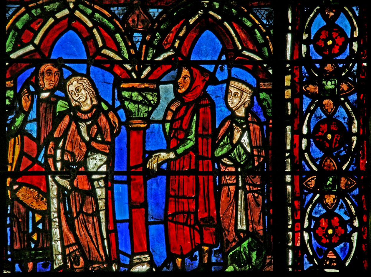 St Cheron ablak: menyasszonya elmegy a szüleivel (w15) alkotó: French School