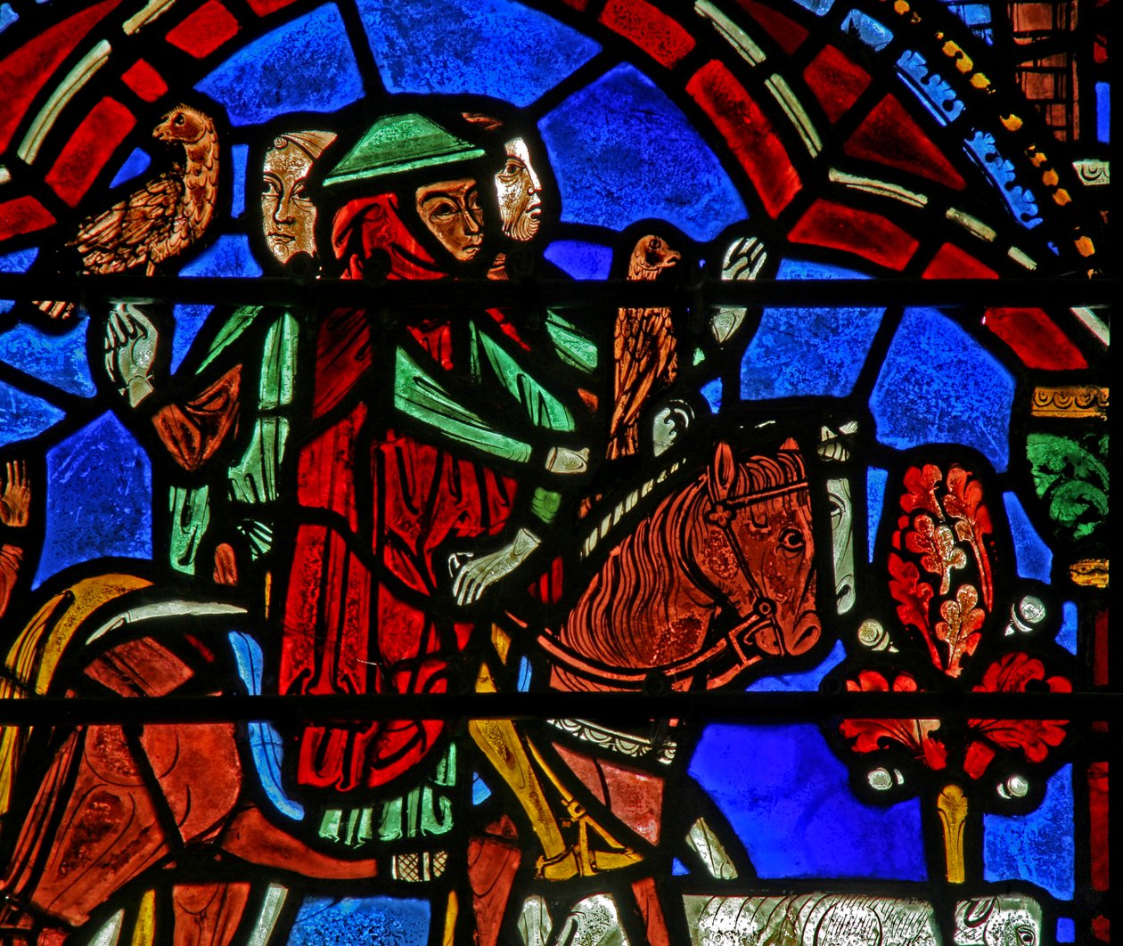 St Cheron ablak: ló és kutya (w15) alkotó: French School
