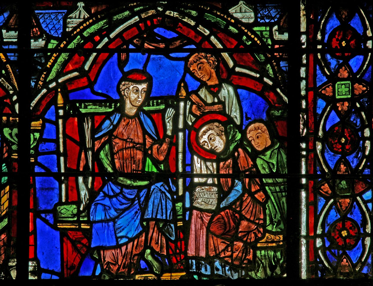 St Cheron ablak: megtanul olvasni (w15) alkotó: French School