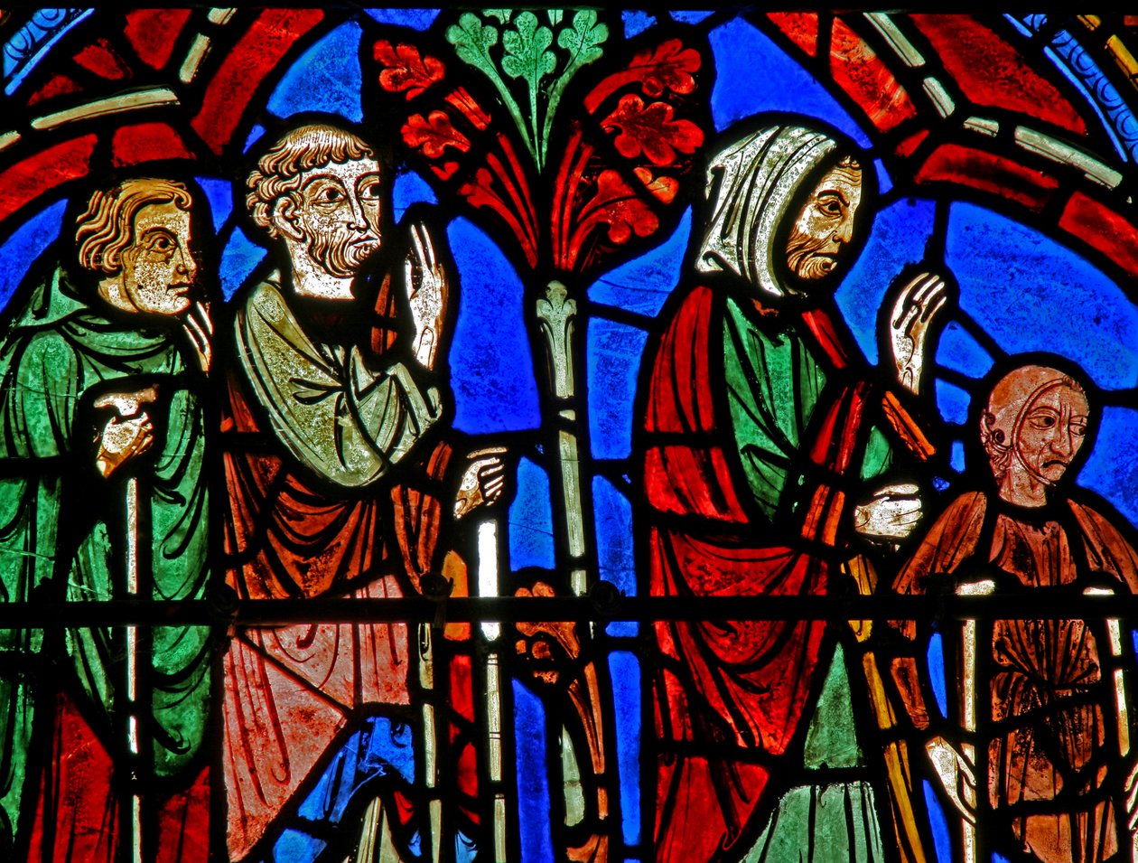 St Cheron ablaka: betegek a sírjánál (w15) alkotó: French School