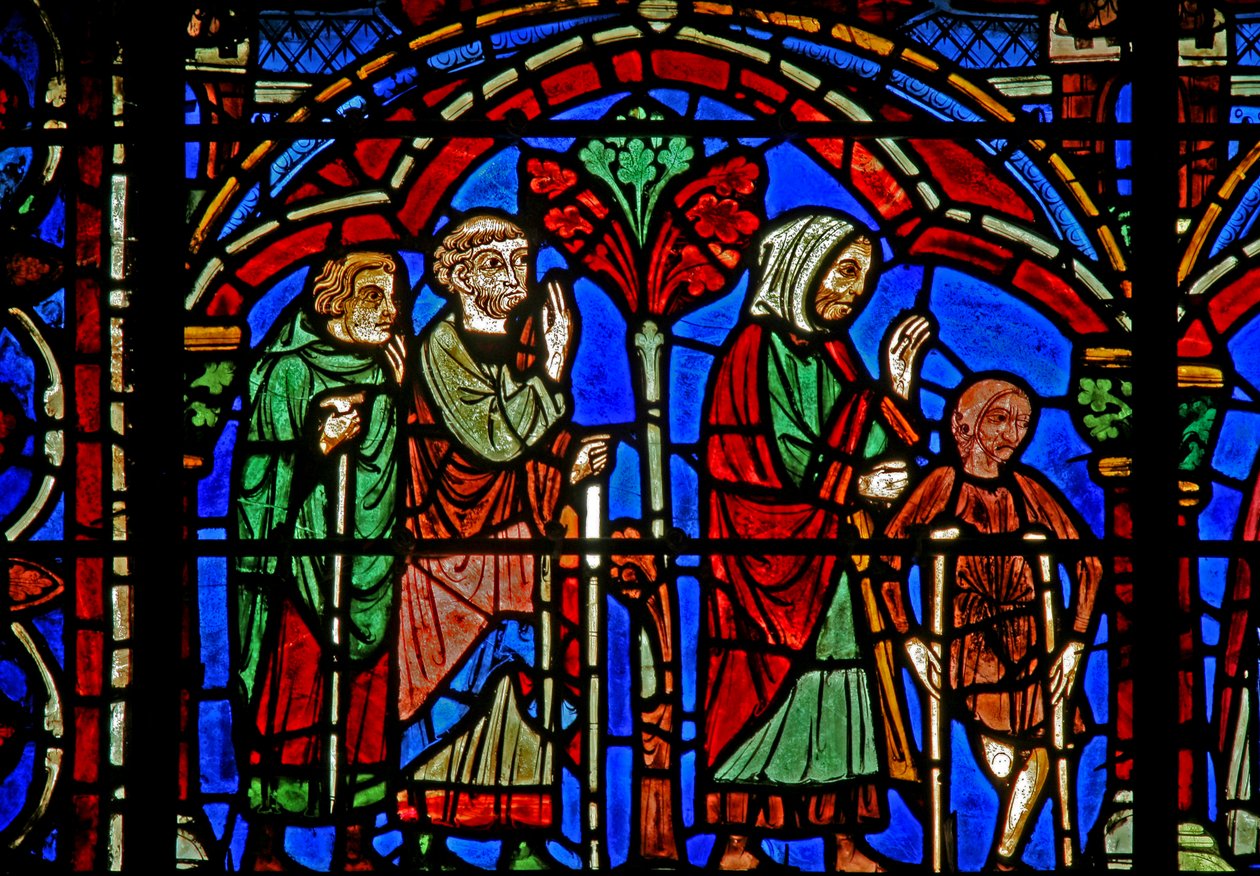 St Cheron ablaka: betegek a sírjánál (w15) alkotó: French School