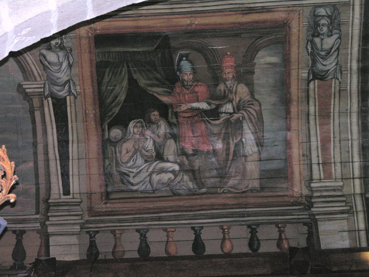 St. Cornely csodát tesz (festett fa) alkotó: French School