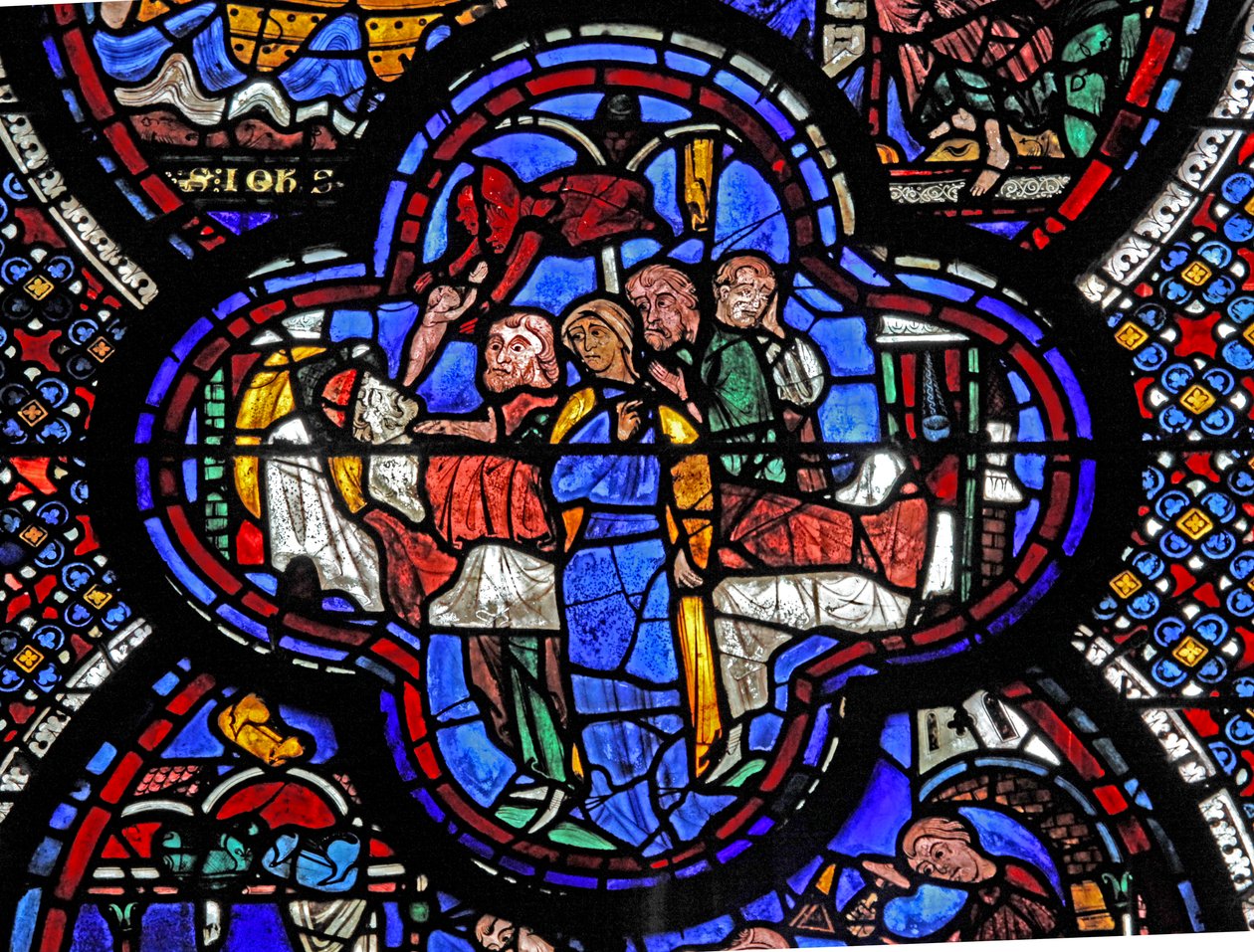 Szent János ablak: Stacatus halála: egy démon elveszi a lelkét (w48) alkotó: French School