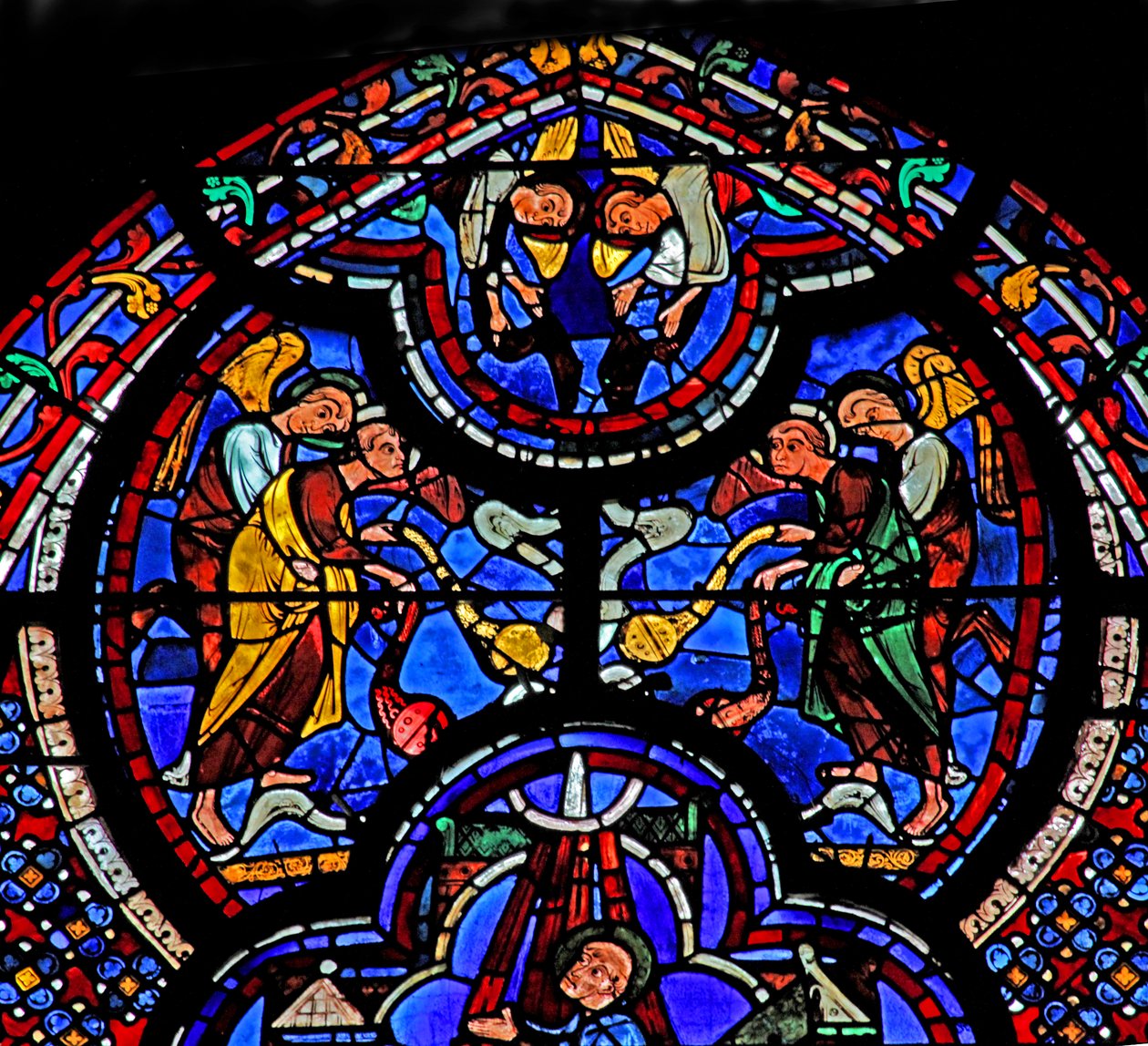 Szent János ablak: angyalok várják Szent János halálát és feltámadását (w48) alkotó: French School