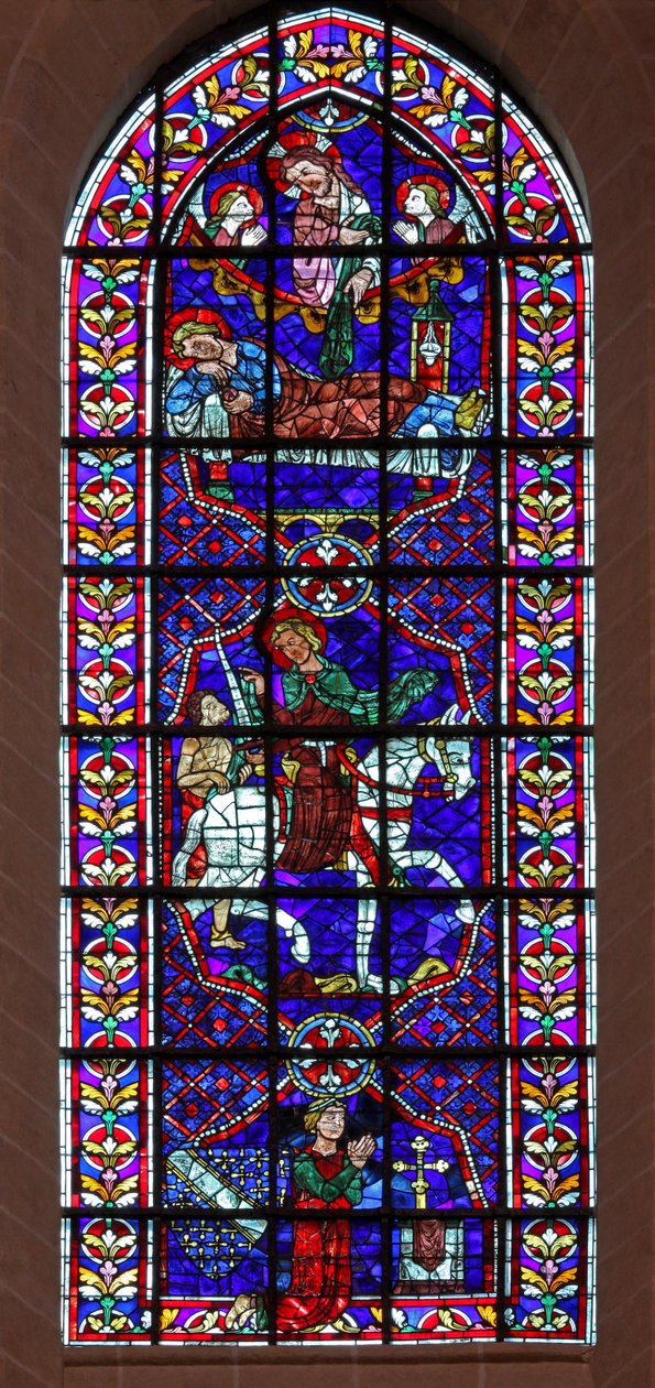 Szent Márton meggyógyítja a betegeket, és felosztja a köpenyét egy koldussal. Thibault VI, Chartres grófja (w109) alkotó: French School