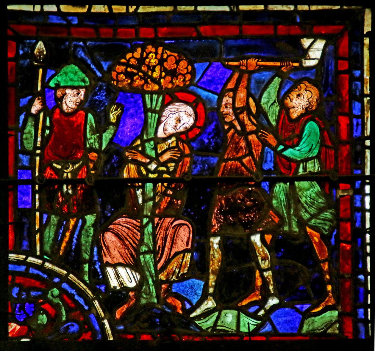 Szent Márton fához kötve, jelenet Szent Márton életéből, Chartres-i katedrális alkotó: French School