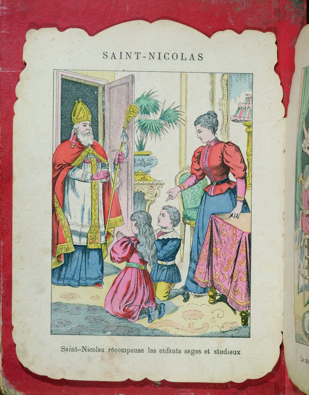 Szent Miklós meglátogatja a jól nevelt és szorgalmas gyerekeket, 1880 körül alkotó: French School