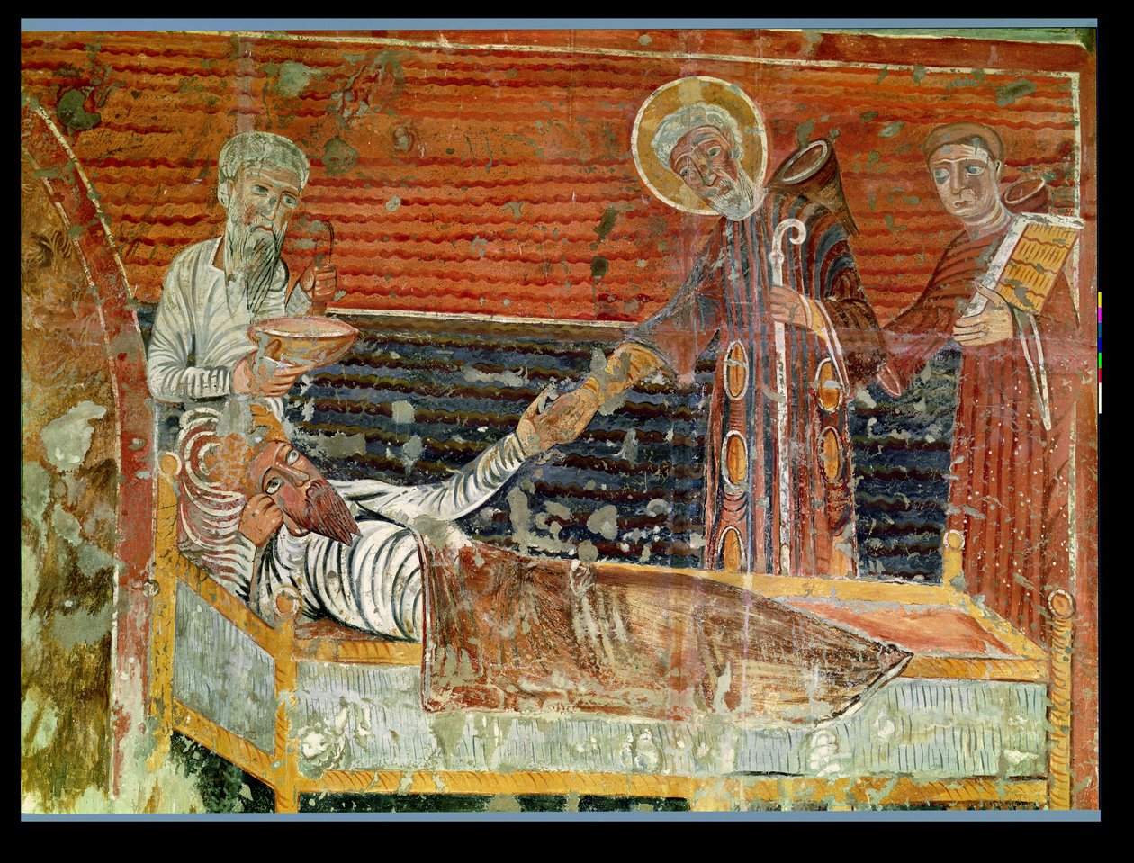 Szent Severinus († 507) a Chateau-Landon templomban meggyógyította I. Clovis (465-511) másolatát egy 12. századi eredetiről (lásd még: 240221) alkotó: French School
