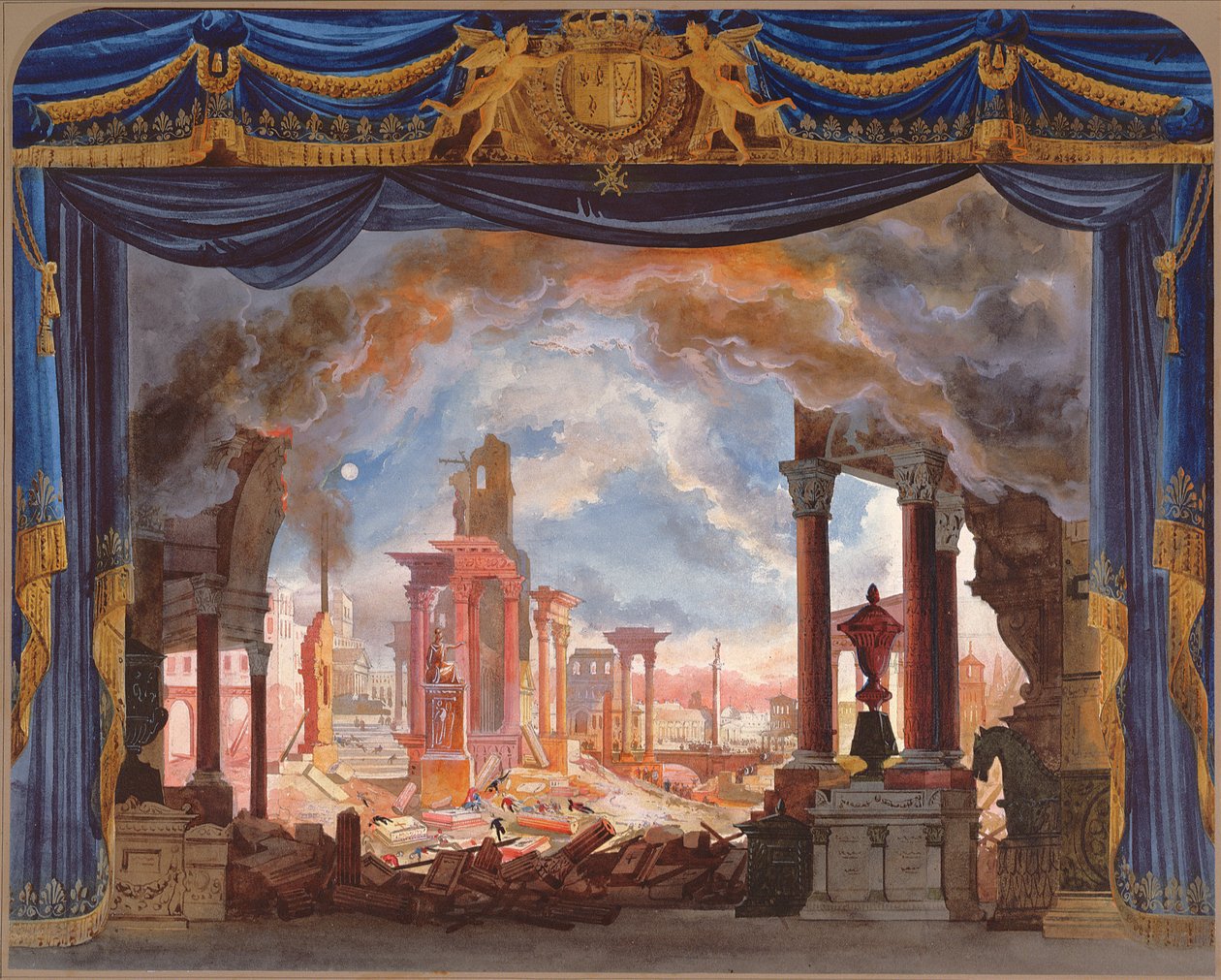 Rossini Le Siege de Corinthe III felvonásának színpadterve (wc papíron) alkotó: French School