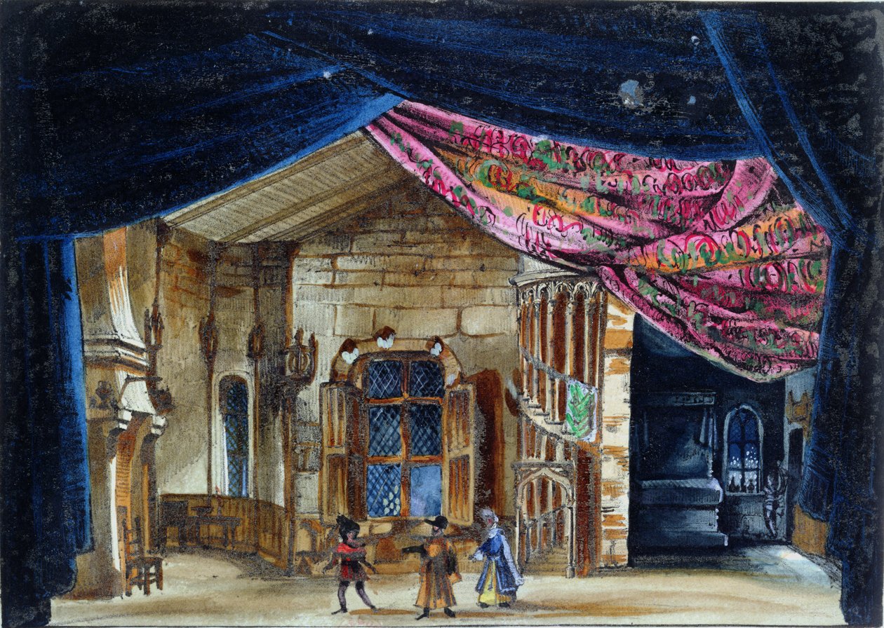 Színpadterve a La Juive II. felvonáshoz, amelyet először a párizsi operában mutattak be 1835. február 23-án (wc papíron) alkotó: French School