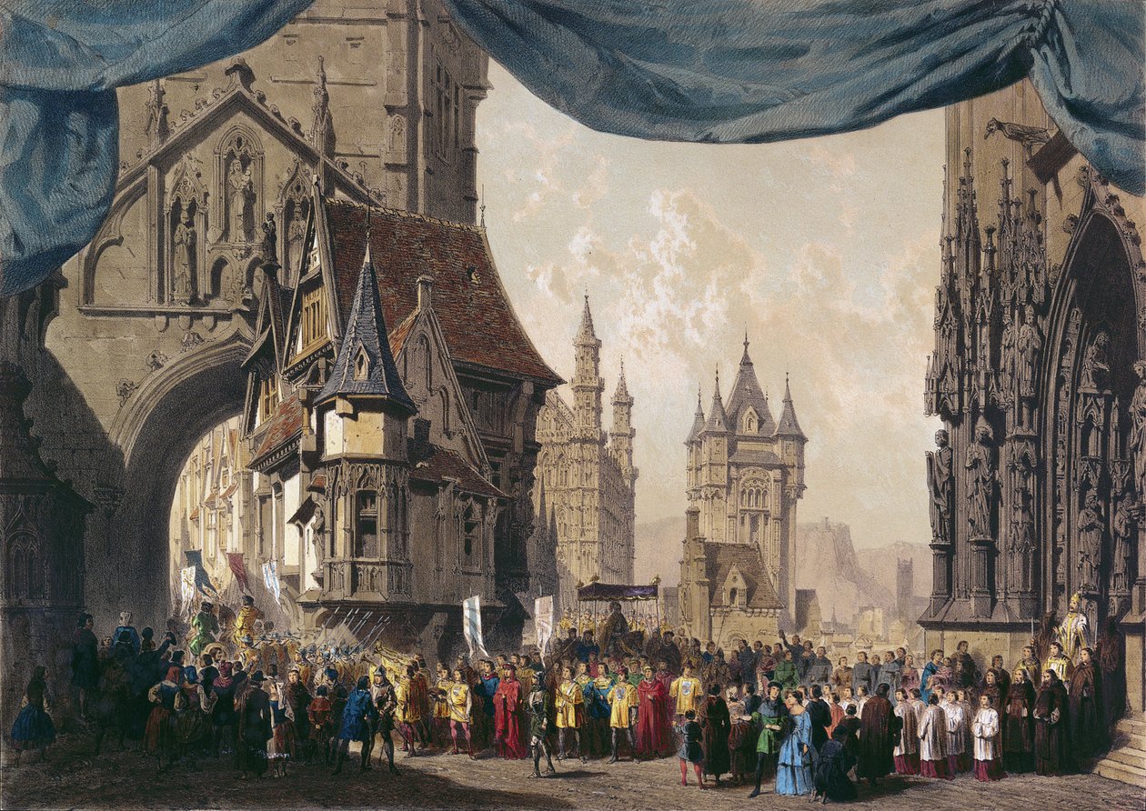 A La Juive I. felvonásának színpadterve, először a párizsi operában 1835. február 23-án (wc papíron) alkotó: French School