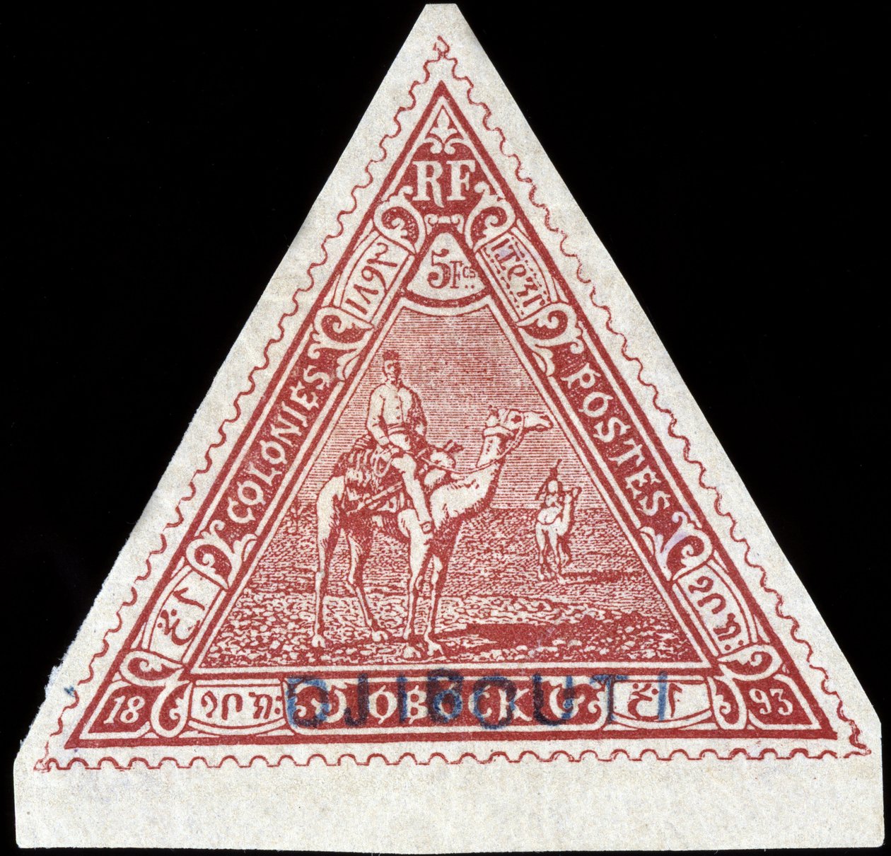 A francia Obock gyarmat „Dzsibuti” névre keresztelt bélyege” alkotó: French School