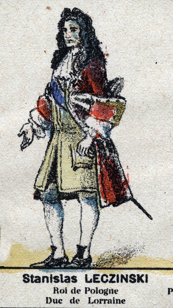 I. Stanislas Leszczynski (1677-1766), Lotaringia és Bar hercege, Polon királya. A „” Galeriede Franciaország királyai és királynői és jeles szereplői 1643-tól 1895-ig” című filmben Epinal kép. alkotó: French School