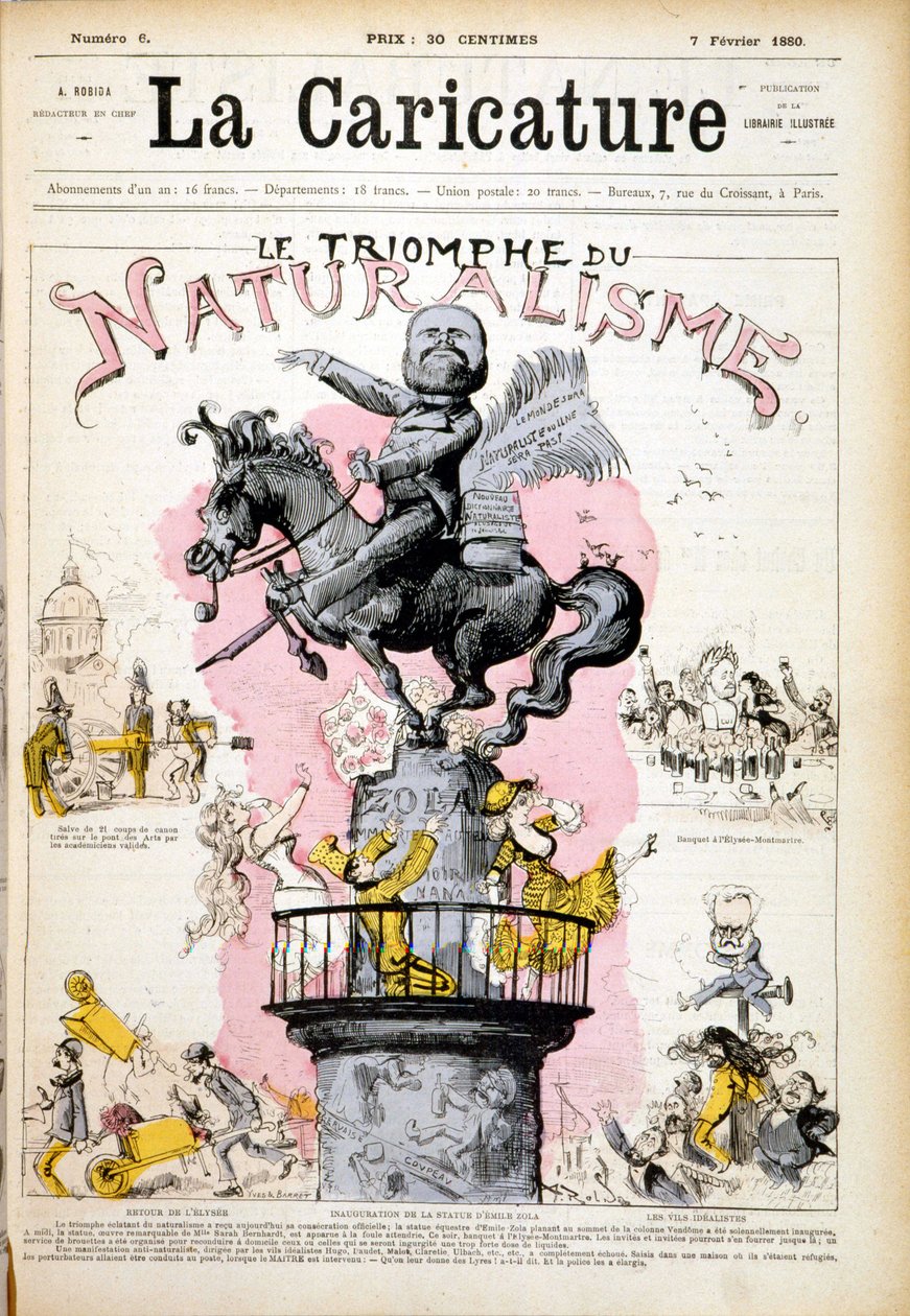 Emile Zola szobra, „A naturalizmus diadala”” - az 1880.07.07. „A karikatúrában” című részben. alkotó: French School