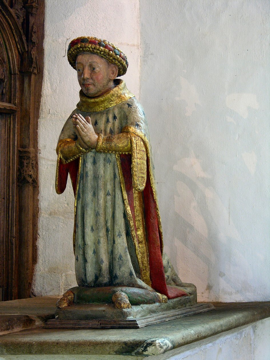 Jean V, Bretagne hercegének szobra (polikróm fa) alkotó: French School