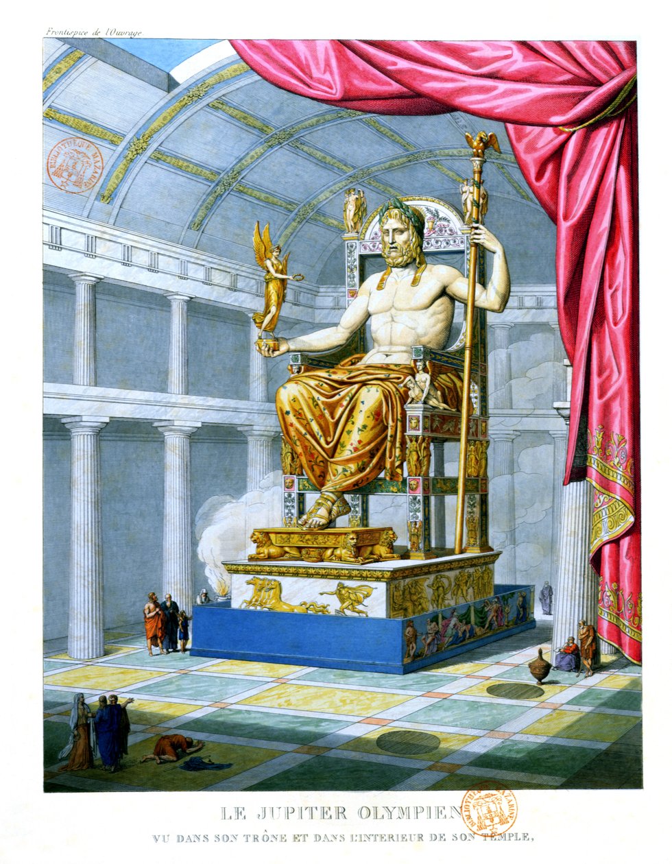 Olympos Zeusz szobra a trónján, az olimposzi templomban, 1814 alkotó: French School