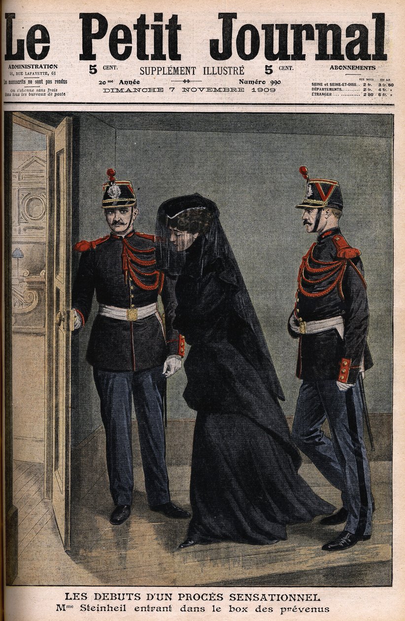 Steinheil-ügy: Marguerite Steinheil (1869-1954) belép a vádlottak dobozába – Le Petit Journal, november 7. alkotó: French School