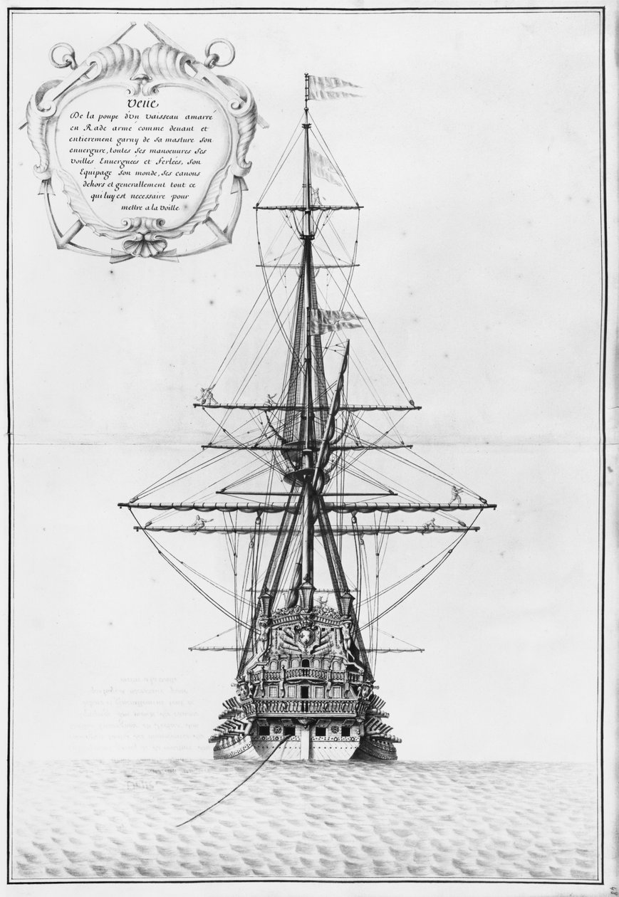 Kikötött hajó fara, Atlas de Colbert illusztrációja, 48. tábla alkotó: French School