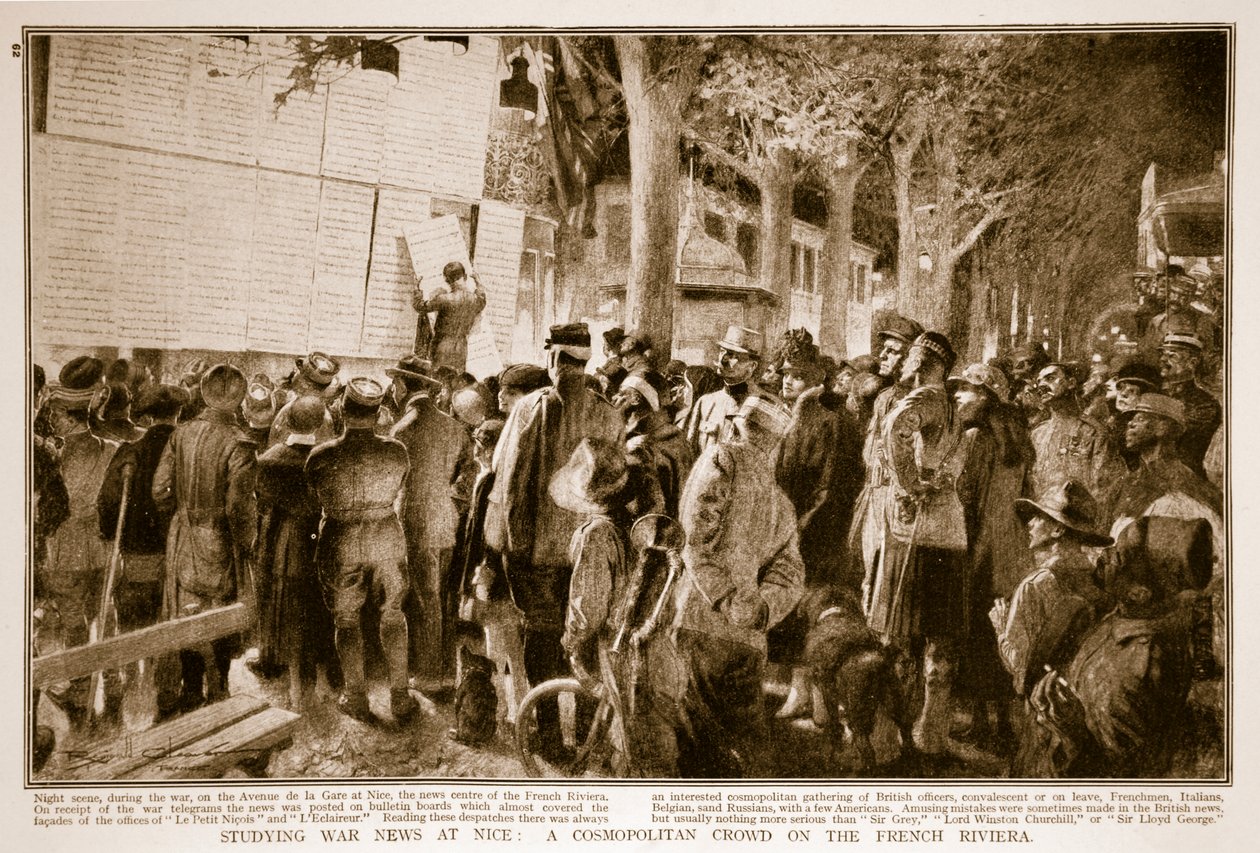 A háborús hírek tanulmányozása Nizzában: Kozmopolita tömeg a francia riviérán, 1914-1919 alkotó: French School