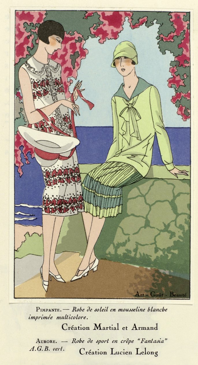 Napozóruha és sportruha, az Art-Gout-Beaute-ból, kiadó 1924 (pochoir Print) alkotó: French School