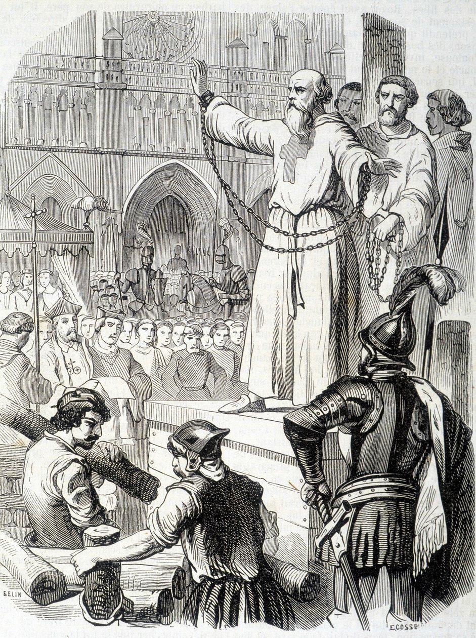 Templomosok gyötrelme (1314) – L.-P. „Histoire de France” című könyvében. Anquetil alkotó: French School