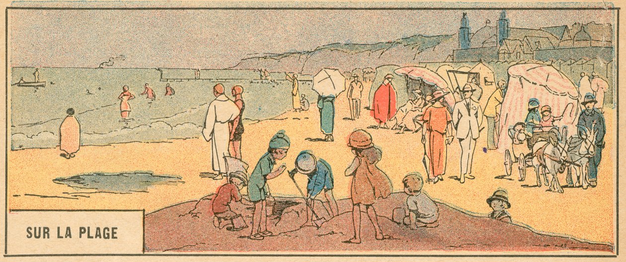 Sur La Plage (színes litográfia) alkotó: French School