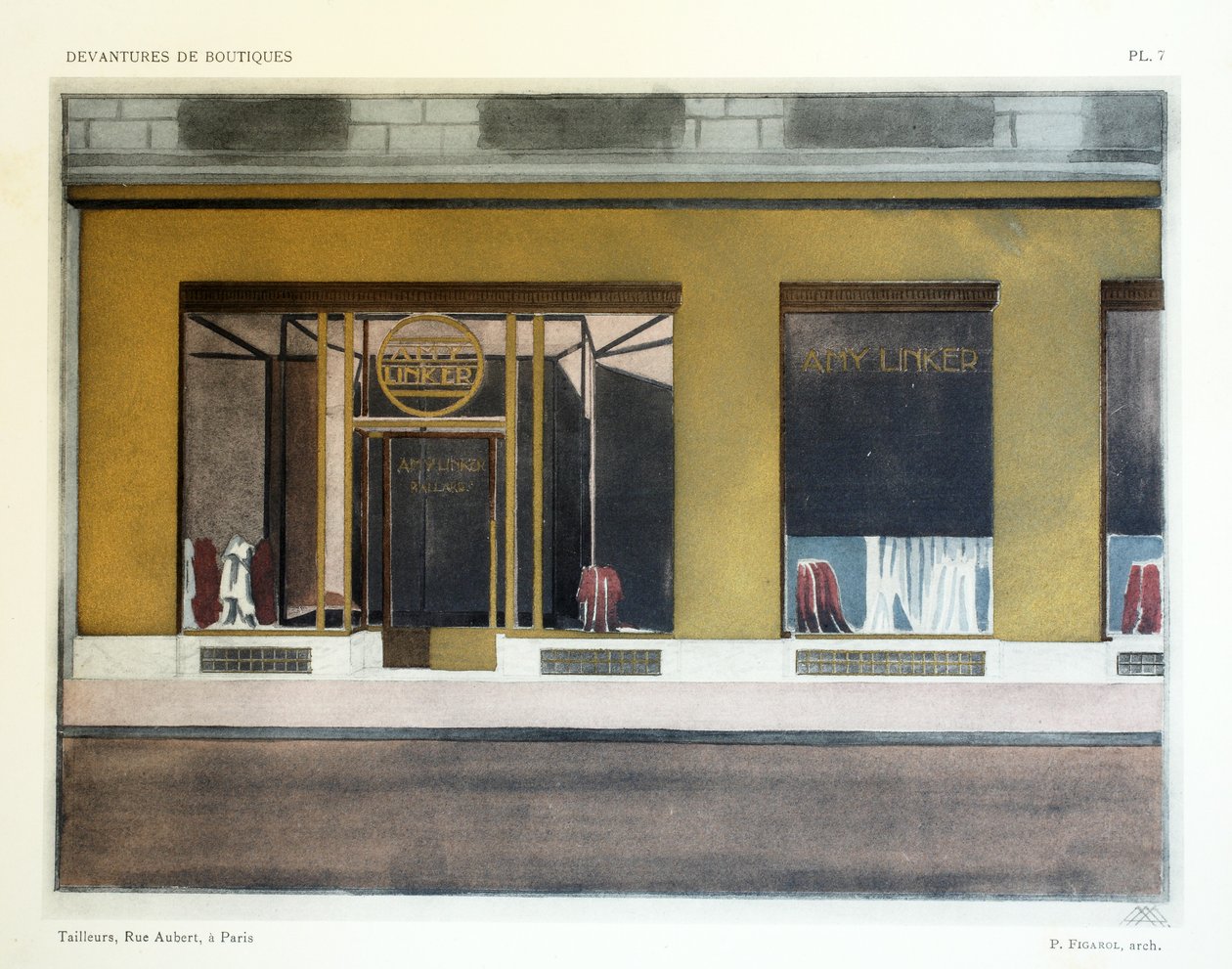 Szabók, 7. tábla, Louis-Pierre Sezille Devantures de Boutiques illusztrációja, Párizs, 1927 alkotó: French School