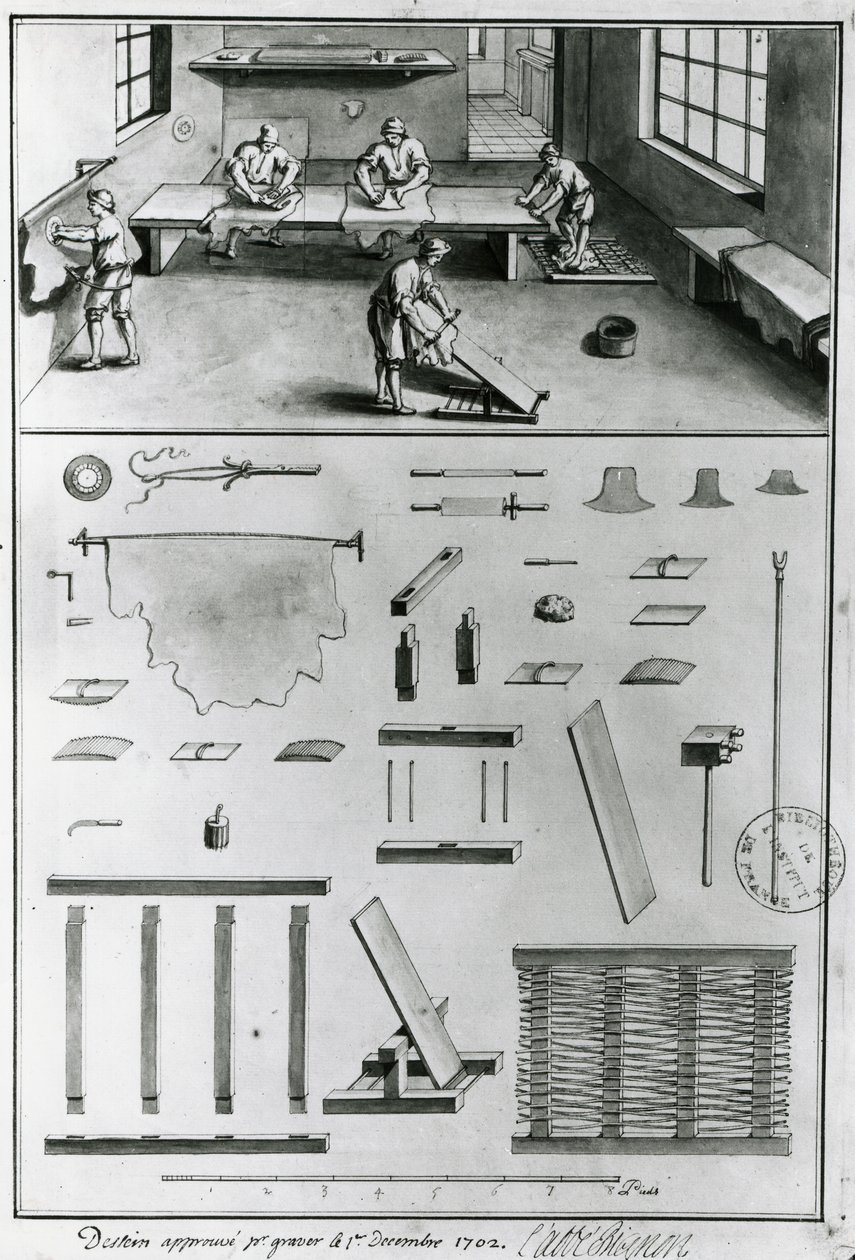 Tanners, Denis Diderot (1713-84) Művészetek és mesterségek leírásaiból, 1770 körül (fekete-fehér fotó) alkotó: French School