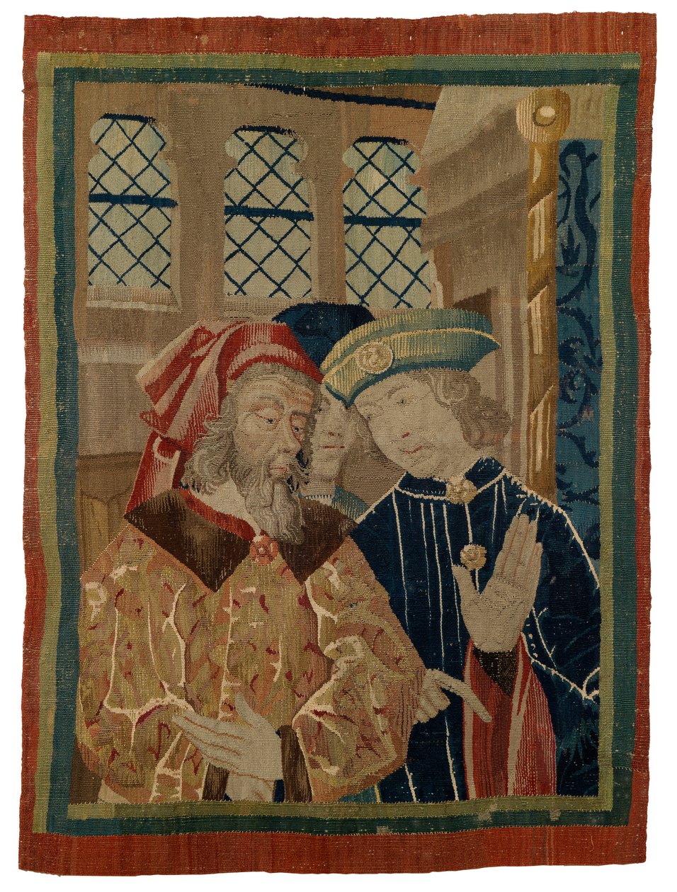 Három figurát ábrázoló kárpittöredék alkotó: French School