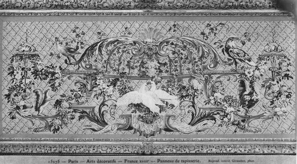 Gobelin panel madarakkal és virágokkal alkotó: French School