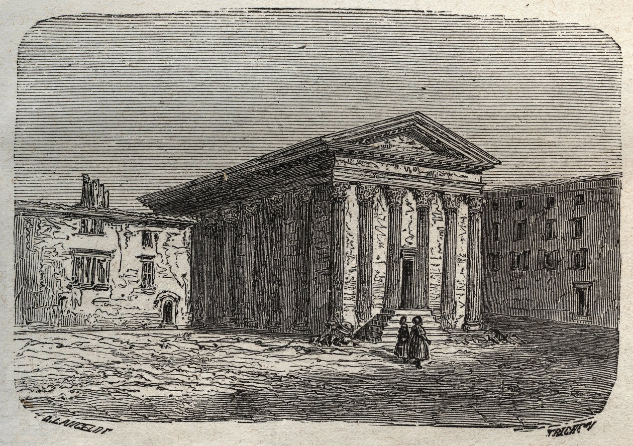 Augustus és Livie temploma Bécsben, a francia Isere megyében (római templom) - Victor Duruy (1811-1894) „Histoire de France” című metszete – 1882 alkotó: French School