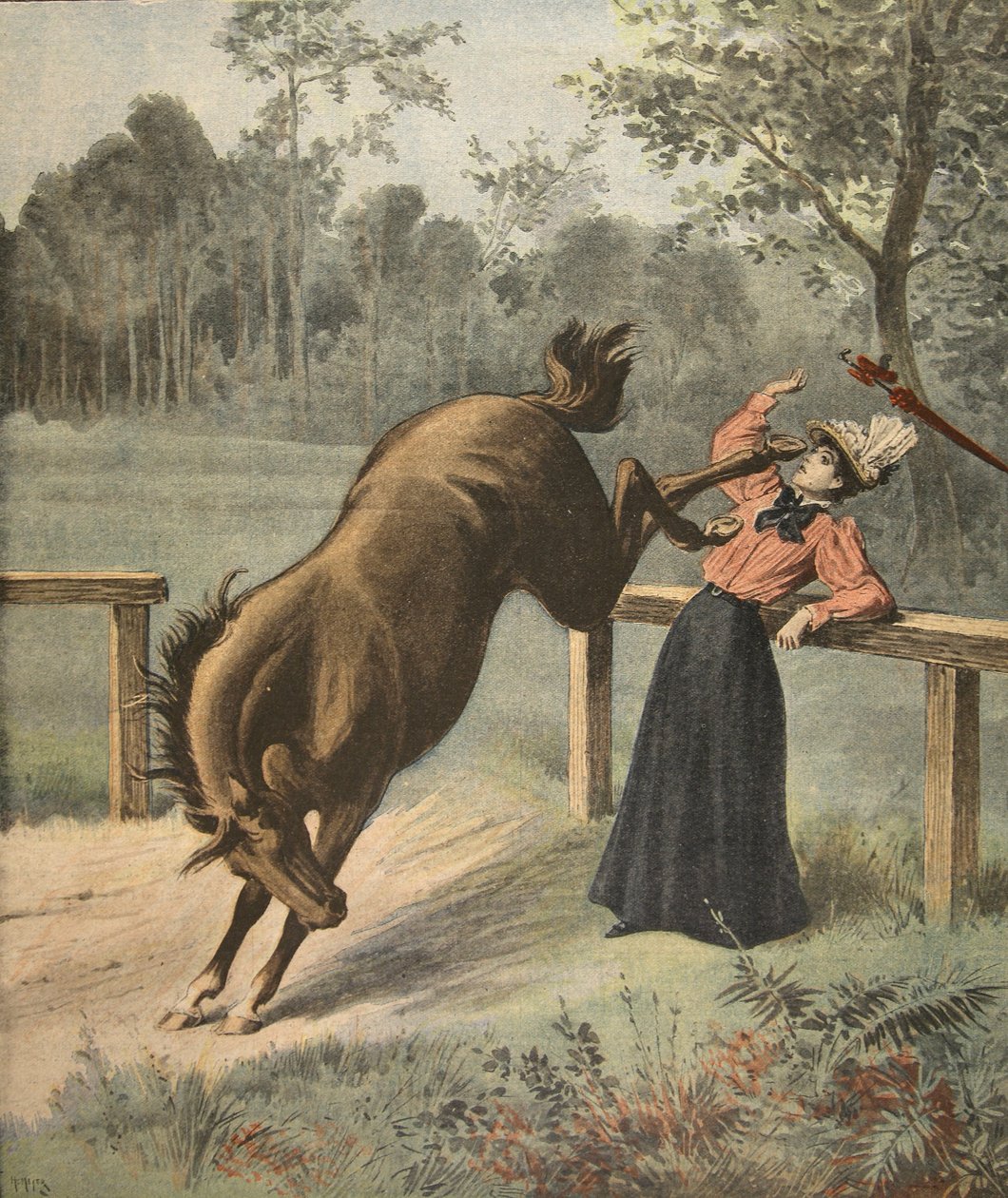 Szörnyű rúgás, illusztráció a Le Petit Journal: Supplement illustre, 1898. július 3. alkotó: French School