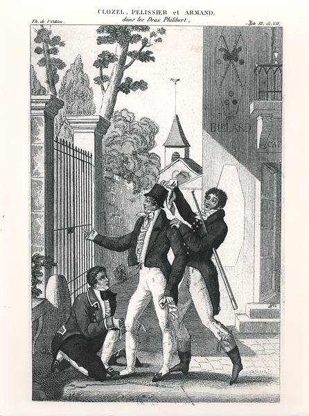 A színész Clozel mint elegáns, Louis Benoit Picard (1769-1828) "Les Deux Philibert" című vígjátékából, kb. 1818 (metszet) (fekete -fehér fotó) alkotó: French School