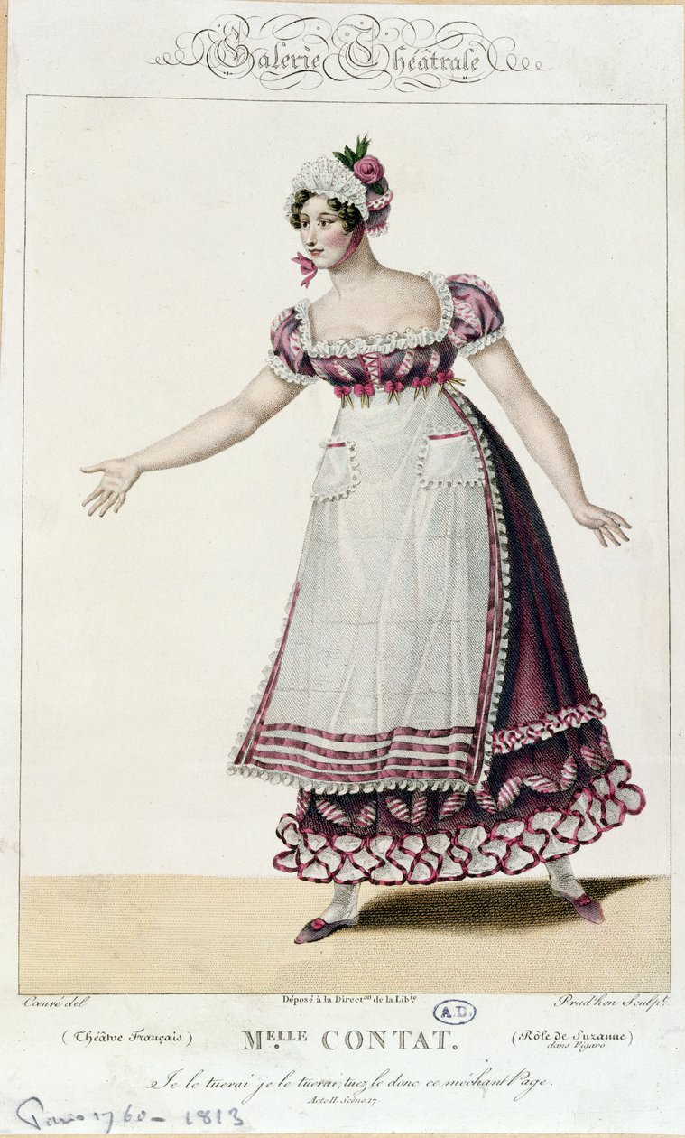 A színésznő Mademoiselle Contact Suzanne szerepében a Figaro házasságában, Pierre Augustin Caron de Beaumarchais (1732-99) alkotó: French School