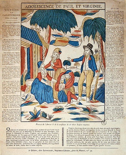 Paul és Virginie serdülőkora (színes metszet) alkotó: French School